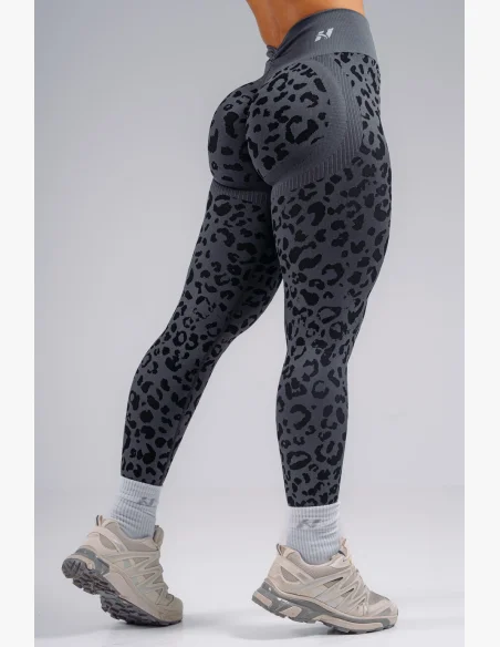 NEBBIA Kompresní push-up legíny s leopardím vzorem PRIMAL černé