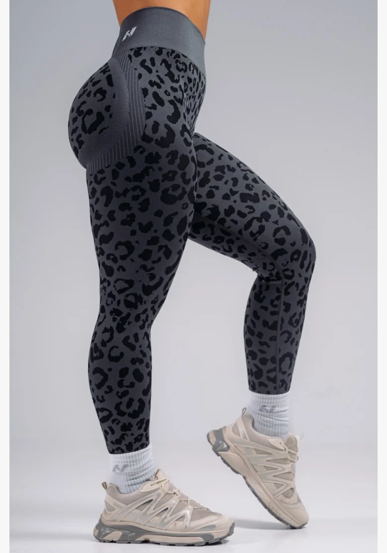 NEBBIA Kompresní push-up legíny s leopardím vzorem PRIMAL černé