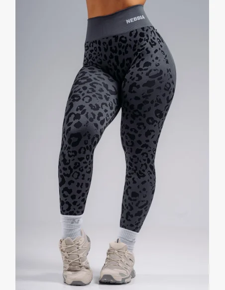 NEBBIA Kompresní push-up legíny s leopardím vzorem PRIMAL černé