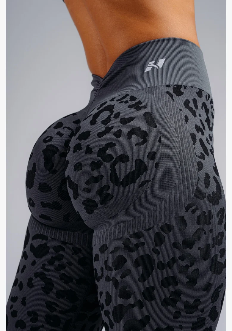 NEBBIA Kompresní push-up legíny s leopardím vzorem PRIMAL černé