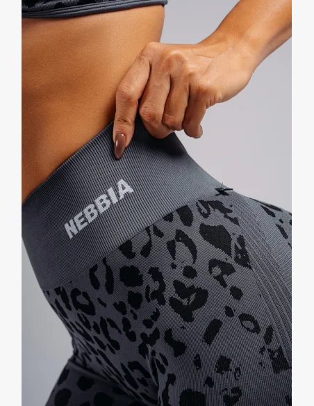 NEBBIA Kompresní push-up legíny s leopardím vzorem PRIMAL černé