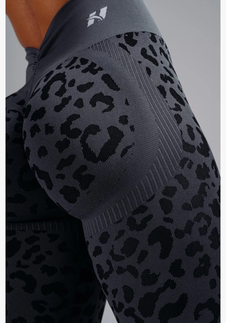 NEBBIA Kompresní push-up legíny s leopardím vzorem PRIMAL černé