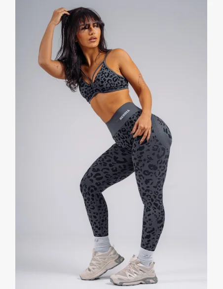 NEBBIA Kompresní push-up legíny s leopardím vzorem PRIMAL černé