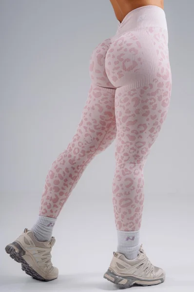 NEBBIA Kompresní push-up legíny s leopardím vzorem PRIMAL růžové
