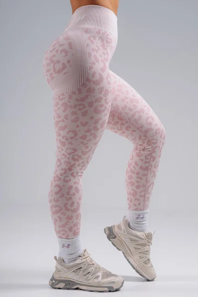 NEBBIA Kompresní push-up legíny s leopardím vzorem PRIMAL růžové 2