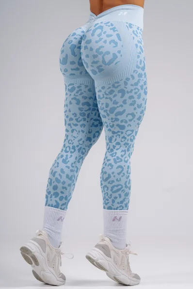 NEBBIA Kompresní push-up legíny s leopardím vzorem PRIMAL modré