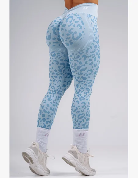 NEBBIA Kompresní push-up legíny s leopardím vzorem PRIMAL modré