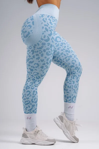 NEBBIA Kompresní push-up legíny s leopardím vzorem PRIMAL modré 2