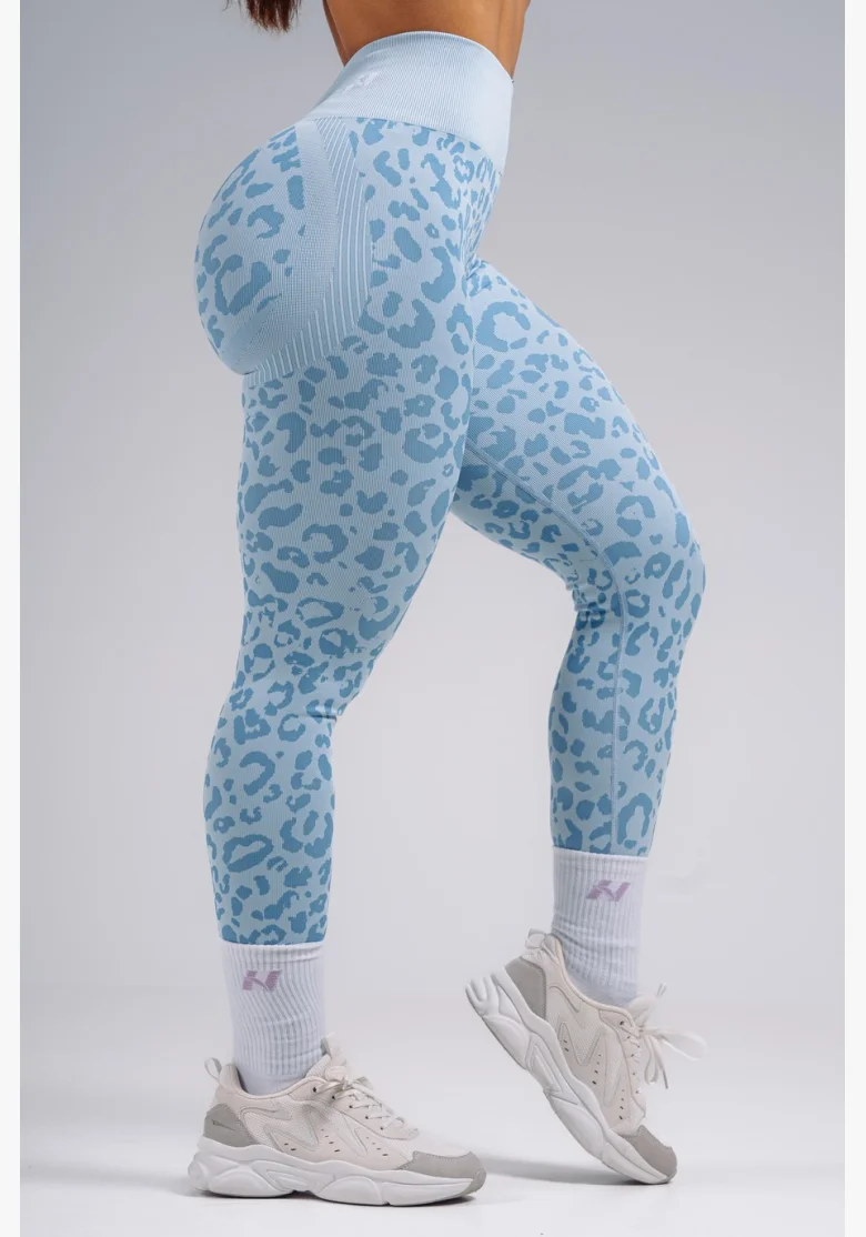 NEBBIA Kompresní push-up legíny s leopardím vzorem PRIMAL modré