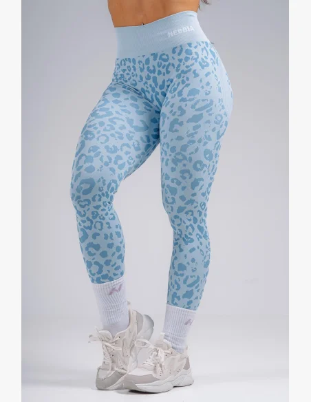 NEBBIA Kompresní push-up legíny s leopardím vzorem PRIMAL modré