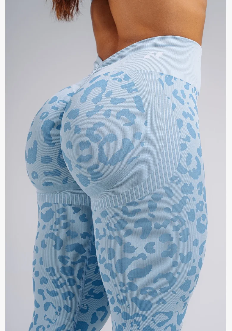 NEBBIA Kompresní push-up legíny s leopardím vzorem PRIMAL modré