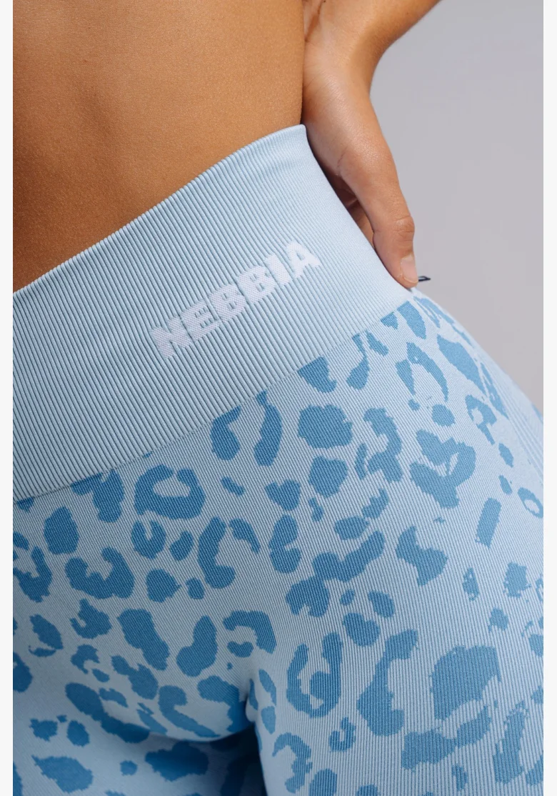 NEBBIA Kompresní push-up legíny s leopardím vzorem PRIMAL modré