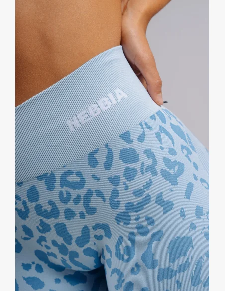 NEBBIA Kompresní push-up legíny s leopardím vzorem PRIMAL modré