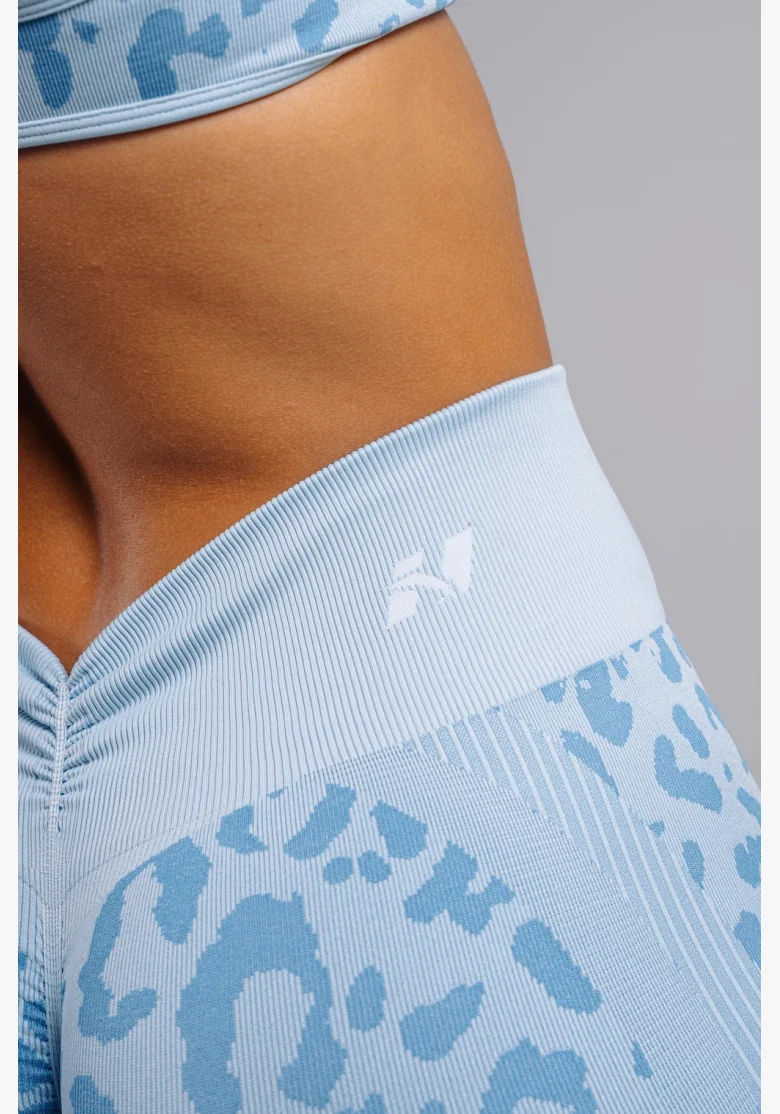 NEBBIA Kompresní push-up legíny s leopardím vzorem PRIMAL modré