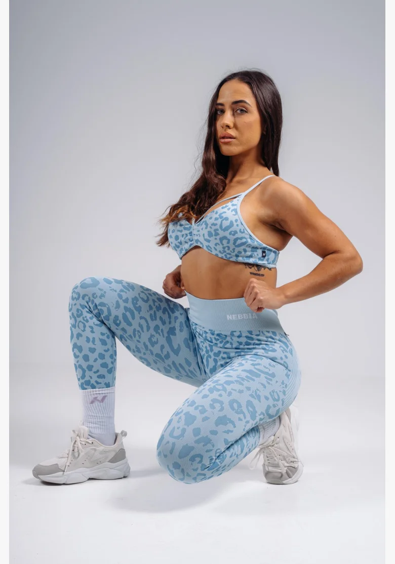 NEBBIA Kompresní push-up legíny s leopardím vzorem PRIMAL modré