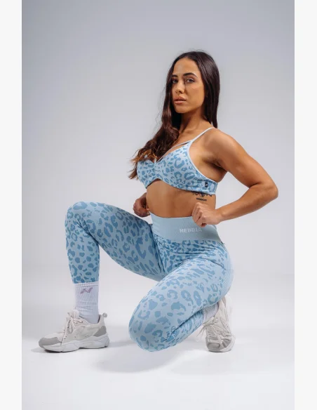 NEBBIA Kompresní push-up legíny s leopardím vzorem PRIMAL modré