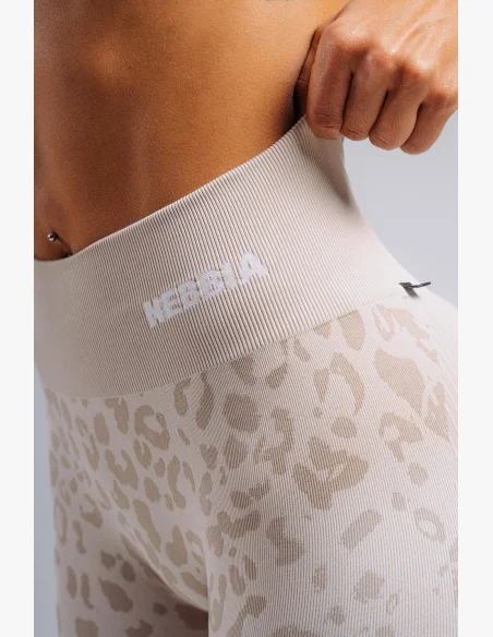 NEBBIA Kompresní push-up legíny s leopardím vzorem PRIMAL krémové