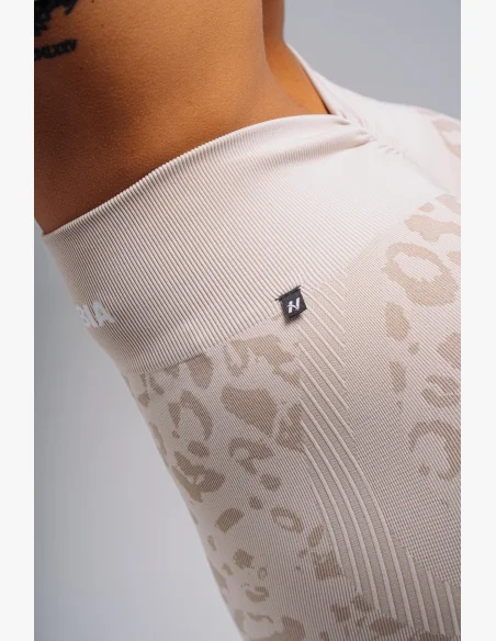 NEBBIA Kompresní push-up legíny s leopardím vzorem PRIMAL krémové
