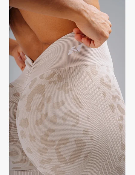 NEBBIA Kompresní push-up legíny s leopardím vzorem PRIMAL krémové