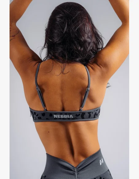 NEBBIA Medium support sportovní podprsenka s leopardím vzorem PRIMAL černá