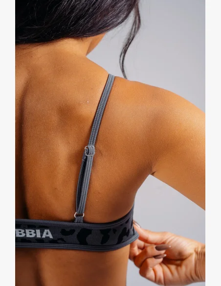 NEBBIA Medium support sportovní podprsenka s leopardím vzorem PRIMAL černá