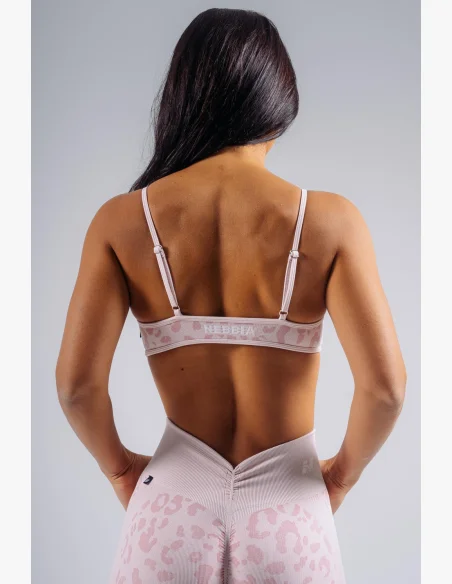 NEBBIA Medium support sportovní podprsenka s leopardím vzorem PRIMAL růžová