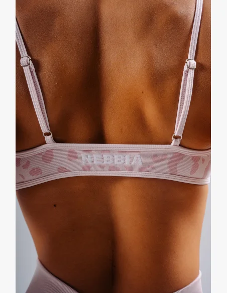 NEBBIA Medium support sportovní podprsenka s leopardím vzorem PRIMAL růžová