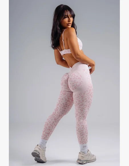 NEBBIA Medium support sportovní podprsenka s leopardím vzorem PRIMAL růžová
