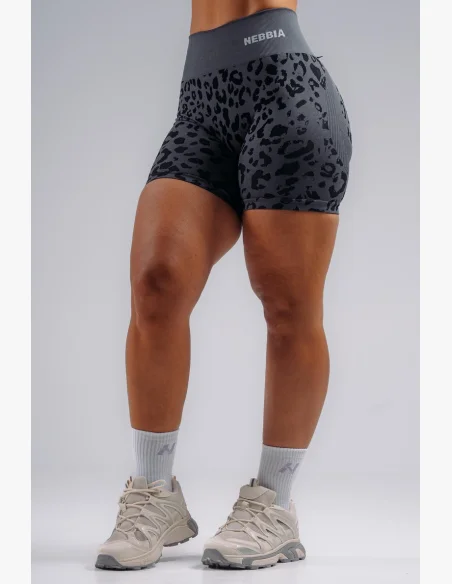 NEBBIA Kompresní push-up šortky s leopardím vzorem PRIMAL černé