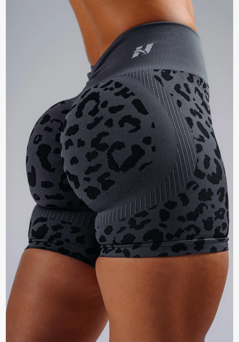 NEBBIA Kompresní push-up šortky s leopardím vzorem PRIMAL černé