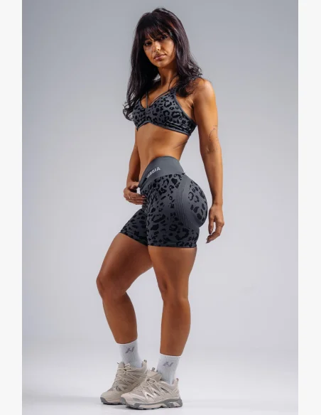 NEBBIA Kompresní push-up šortky s leopardím vzorem PRIMAL černé