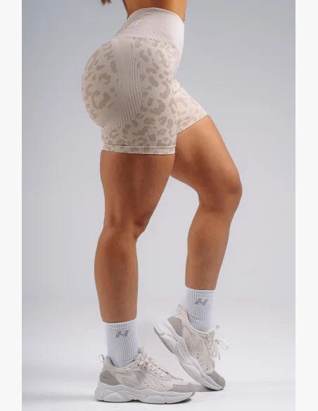 NEBBIA Kompresní push-up šortky s leopardím vzorem PRIMAL krémové