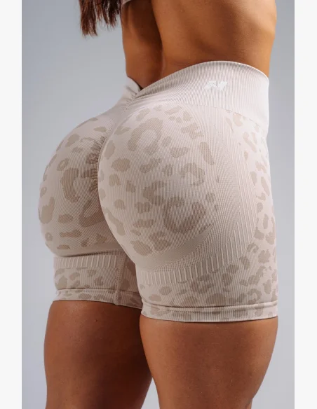 NEBBIA Kompresní push-up šortky s leopardím vzorem PRIMAL krémové