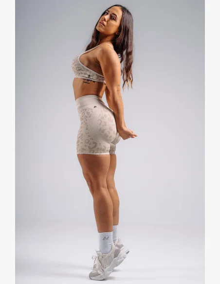 NEBBIA Kompresní push-up šortky s leopardím vzorem PRIMAL krémové