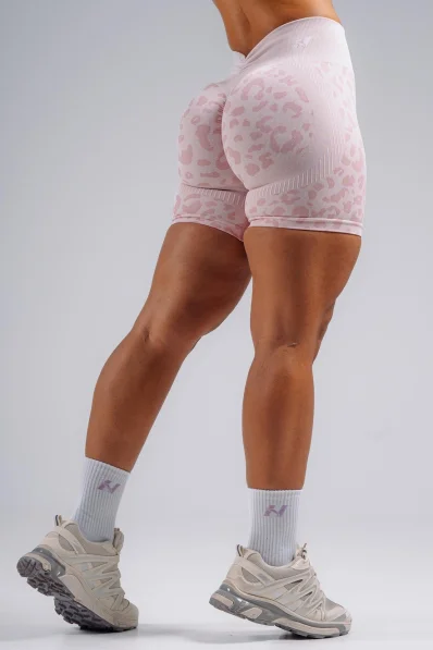 NEBBIA Kompresní push-up šortky s leopardím vzorem PRIMAL růžové