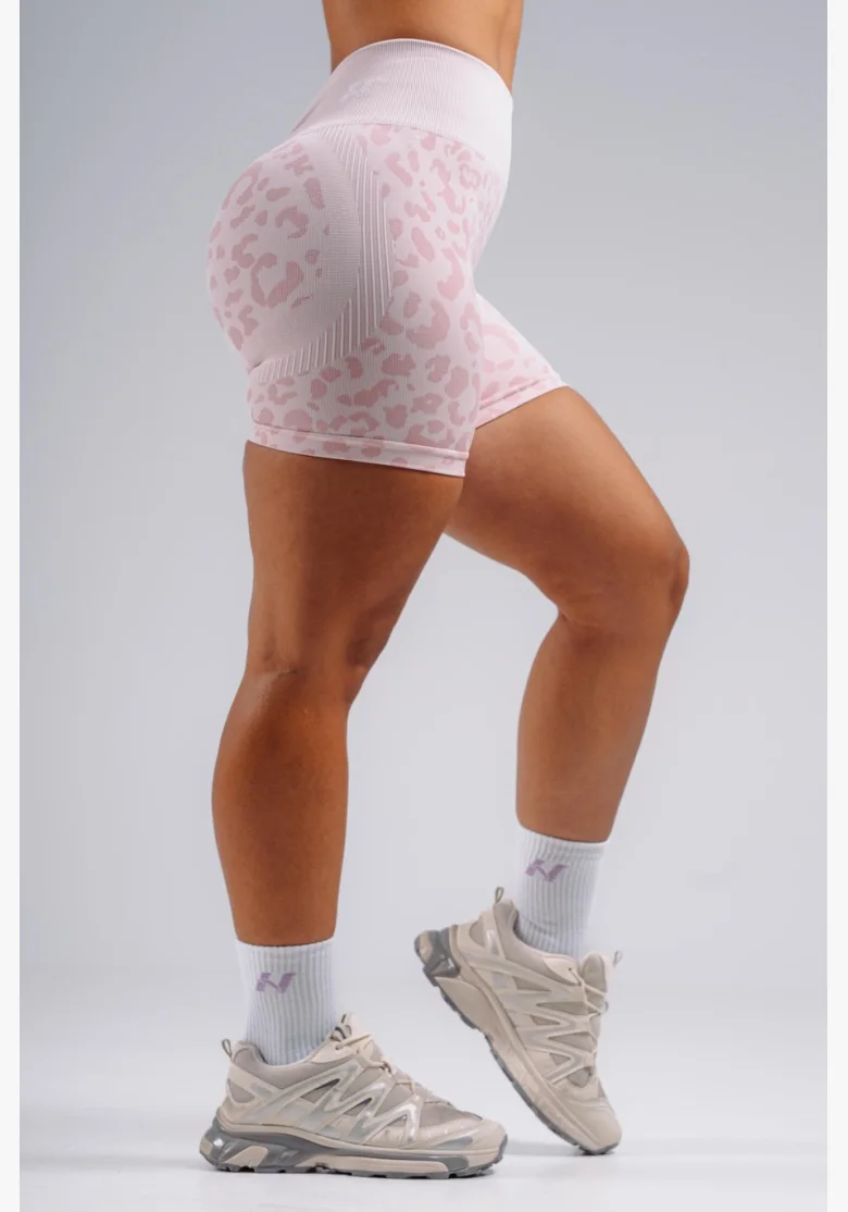 NEBBIA Kompresní push-up šortky s leopardím vzorem PRIMAL růžové