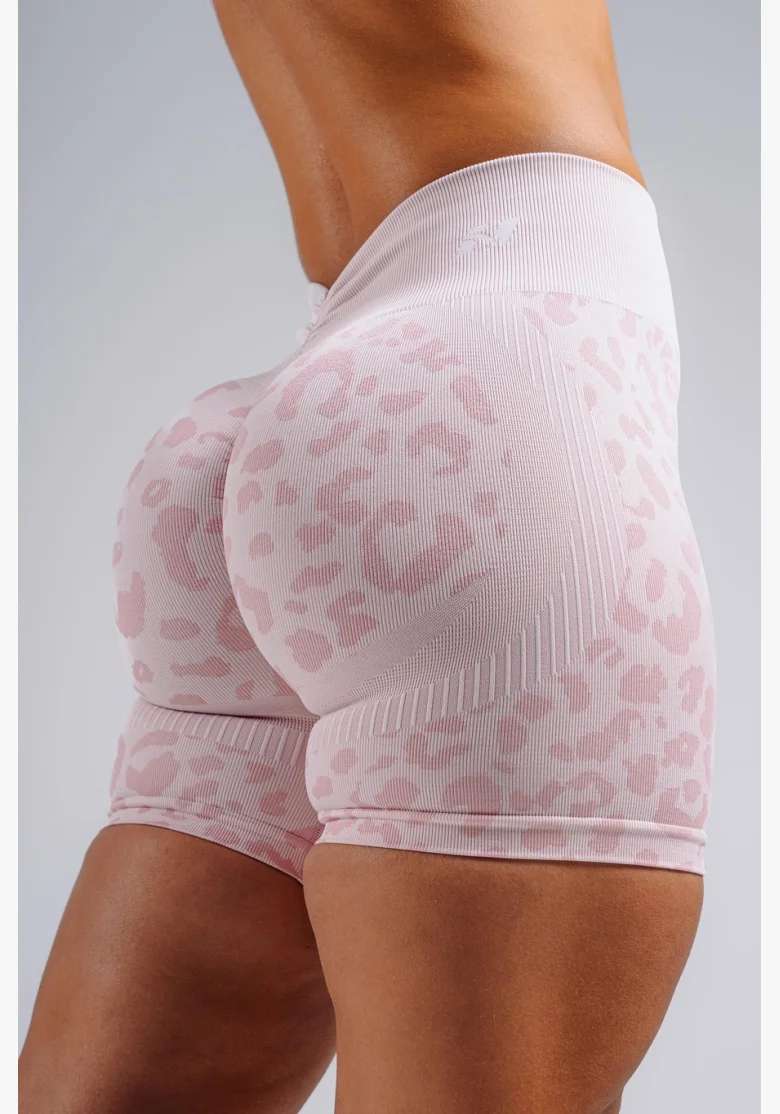 NEBBIA Kompresní push-up šortky s leopardím vzorem PRIMAL růžové
