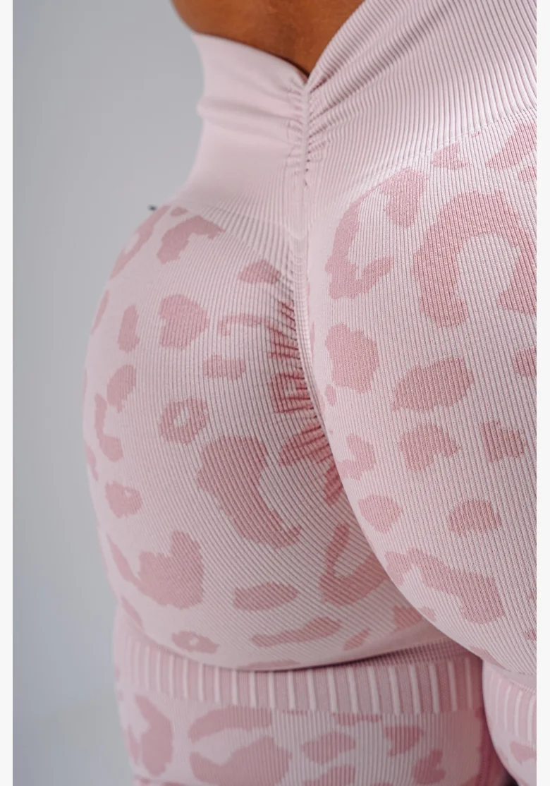 NEBBIA Kompresní push-up šortky s leopardím vzorem PRIMAL růžové