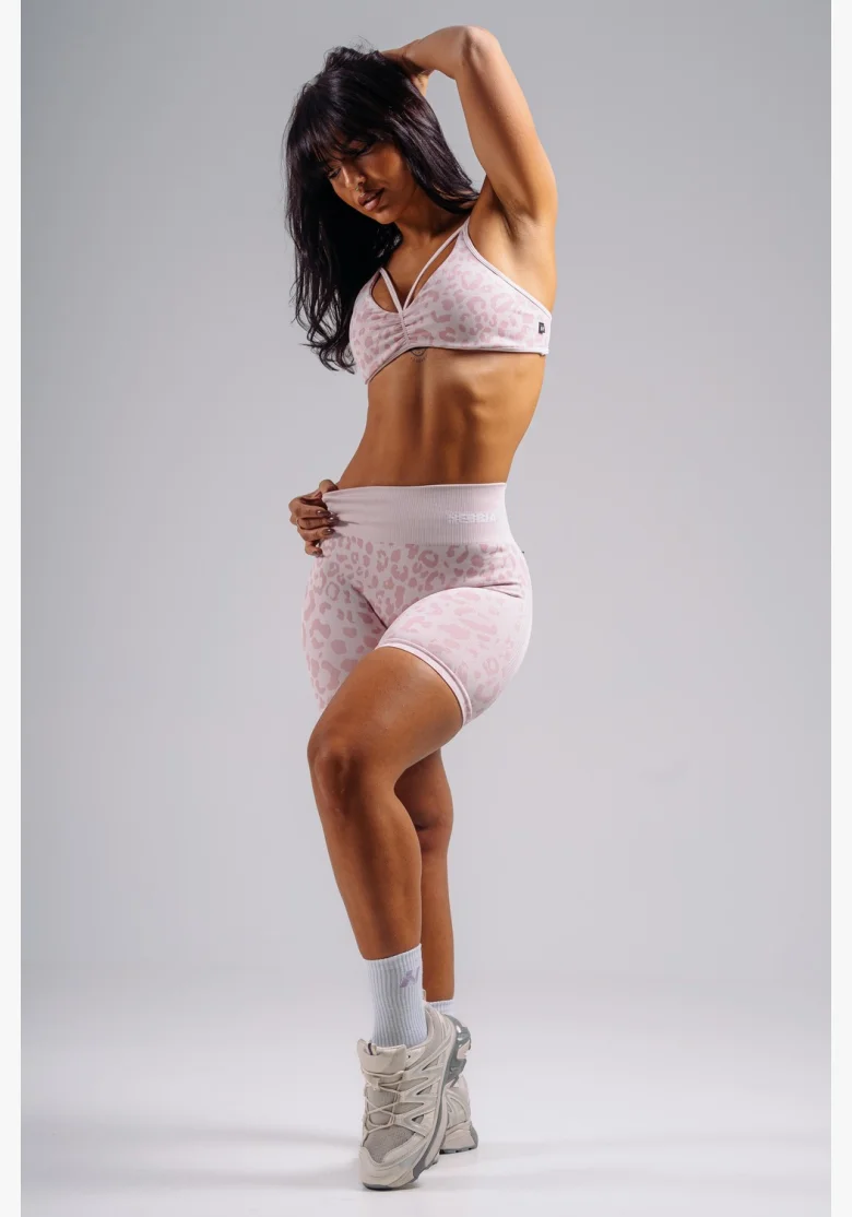 NEBBIA Kompresní push-up šortky s leopardím vzorem PRIMAL růžové