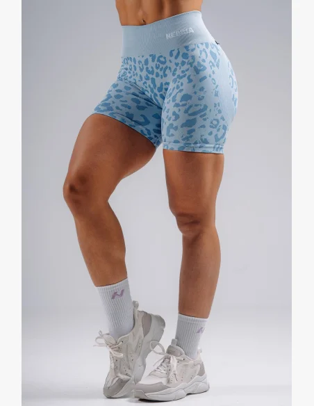 NEBBIA Kompresní push-up šortky s leopardím vzorem PRIMAL modré