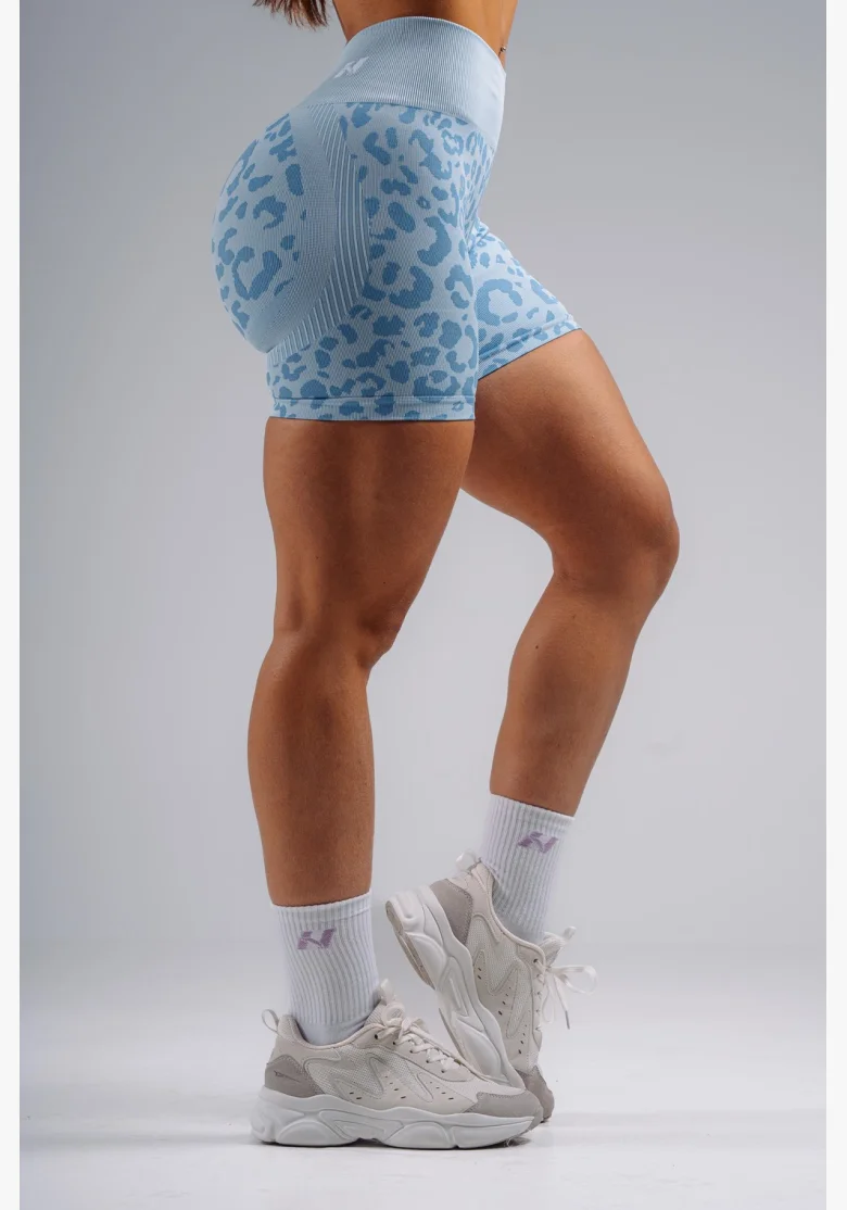 NEBBIA Kompresní push-up šortky s leopardím vzorem PRIMAL modré