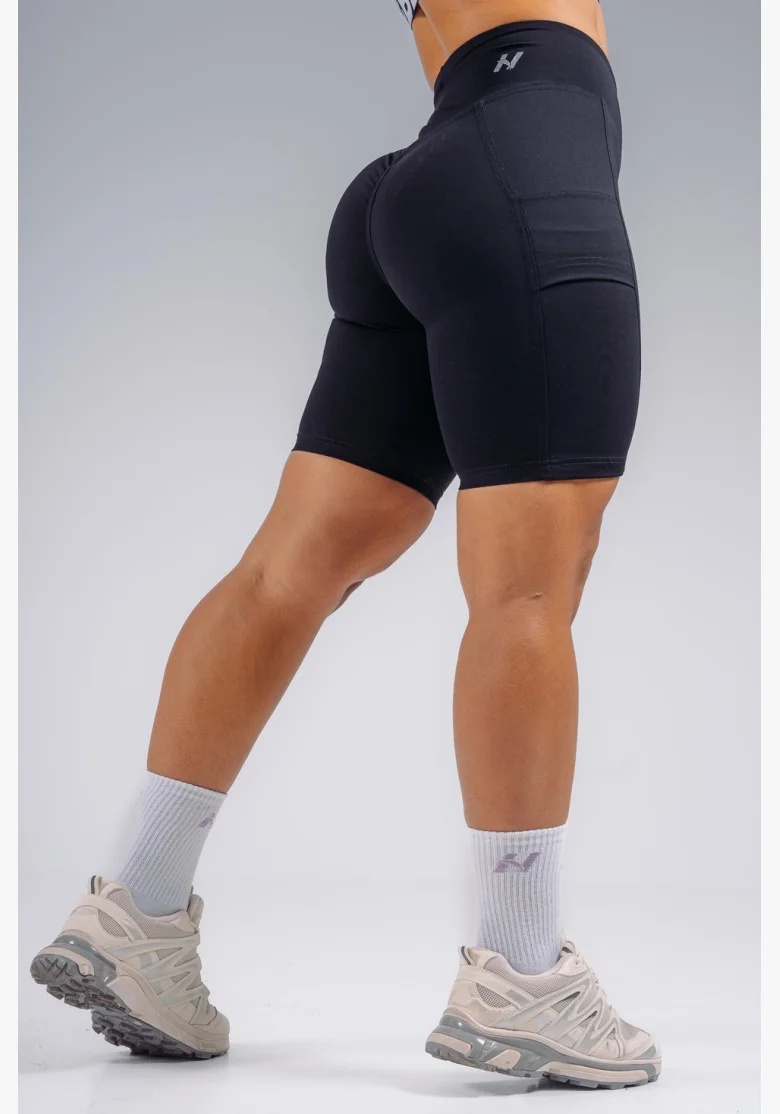 NEBBIA High-waist šortky s kapsami PRIMAL černé