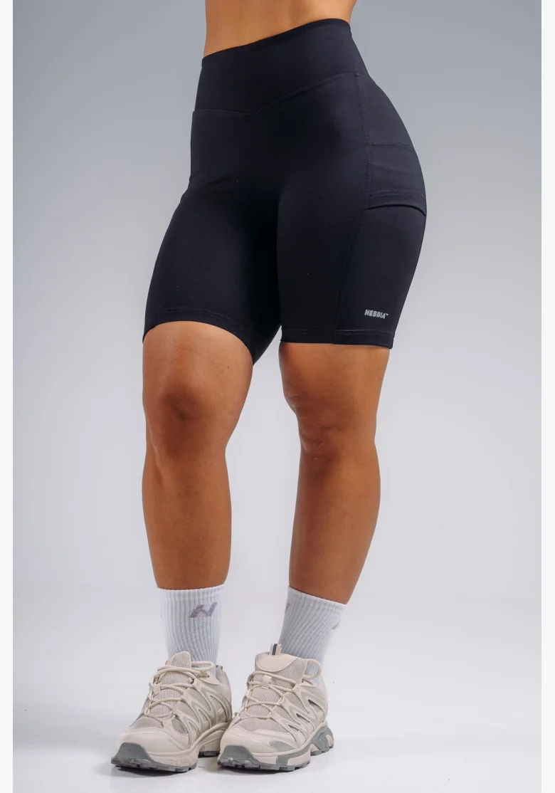 NEBBIA High-waist šortky s kapsami PRIMAL černé