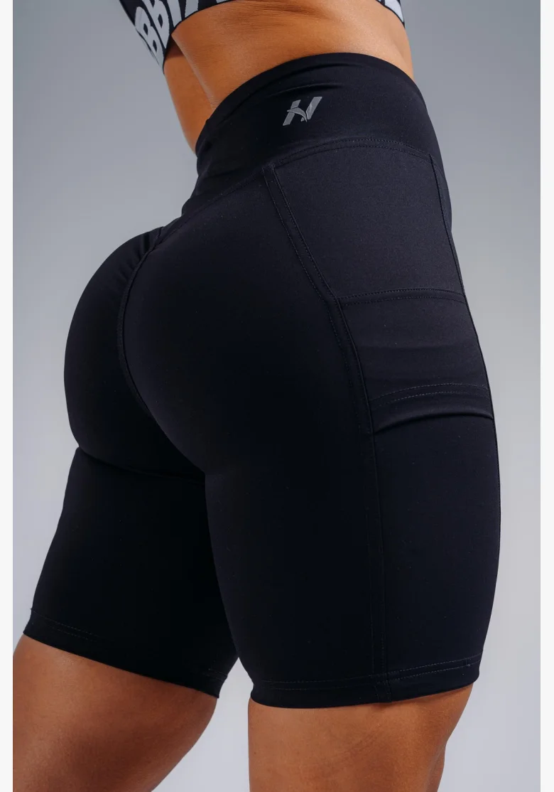NEBBIA High-waist šortky s kapsami PRIMAL černé