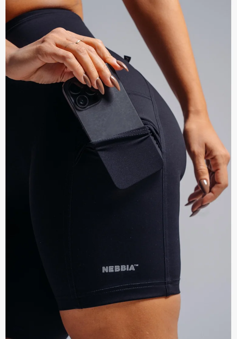NEBBIA High-waist šortky s kapsami PRIMAL černé