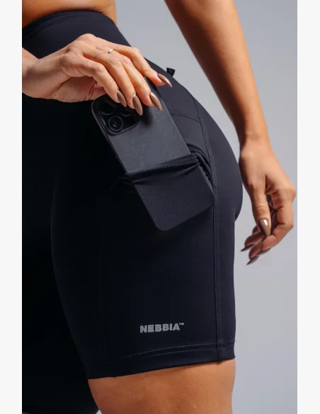 NEBBIA High-waist šortky s kapsami PRIMAL černé
