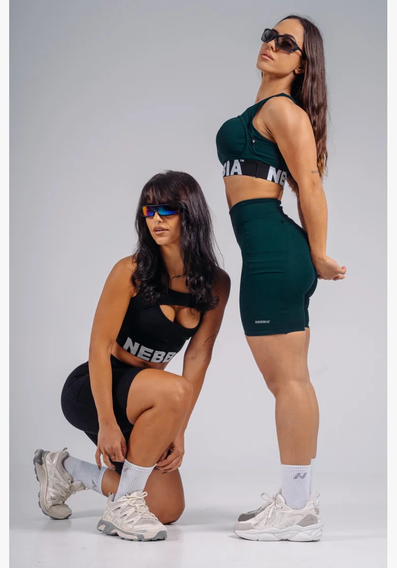 NEBBIA High-waist šortky s kapsami PRIMAL černé