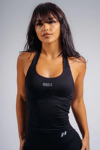 NEBBIA Halter top s vestavěnou podprsenkou PRIMAL černý