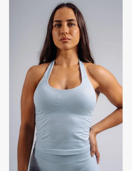 NEBBIA Halter top s vestavěnou podprsenkou PRIMAL modrý