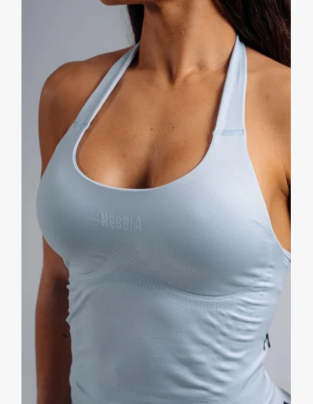 NEBBIA Halter top s vestavěnou podprsenkou PRIMAL modrý